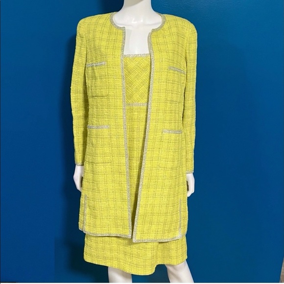 Chanel Vintage 1997 Yellow Jacket Dress Suit Set